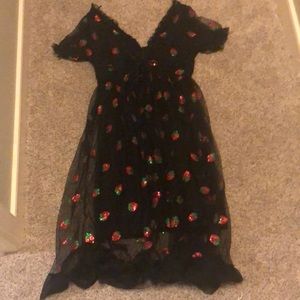 Black strawberry dress